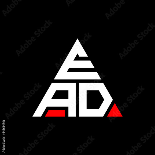 EAD triangle letter logo design with triangle shape. EAD triangle logo design monogram. EAD triangle vector logo template with red color. EAD triangular logo Simple, Elegant, and Luxurious Logo. EAD 