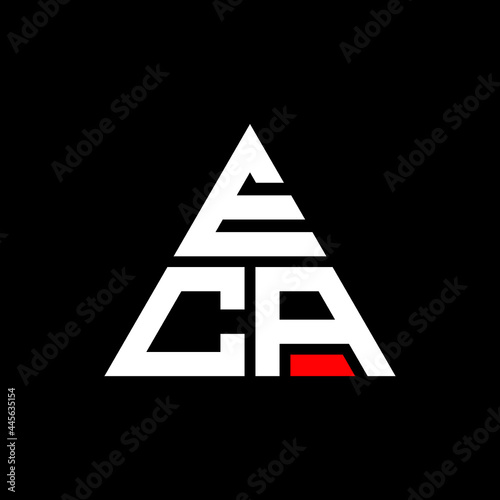 ECA triangle letter logo design with triangle shape. ECA triangle logo design monogram. ECA triangle vector logo template with red color. ECA triangular logo Simple, Elegant, and Luxurious Logo. ECA  photo