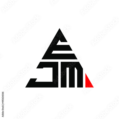 EJM triangle letter logo design with triangle shape. EJM triangle logo design monogram. EJM triangle vector logo template with red color. EJM triangular logo Simple, Elegant, and Luxurious Logo. EJM 