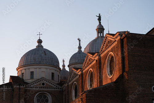 Basilica Santa Giustina or Saint Justina Church in Padova, Veneto, Italy at Sunrise, a Benedictine Abbey located on Prato della Valle Square photo
