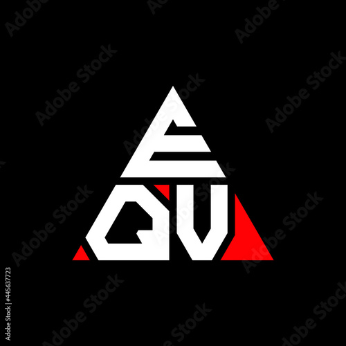 EQV triangle letter logo design with triangle shape. EQV triangle logo design monogram. EQV triangle vector logo template with red color. EQV triangular logo Simple, Elegant, and Luxurious Logo. EQV  photo