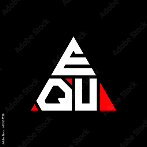EQU triangle letter logo design with triangle shape. EQU triangle logo design monogram. EQU triangle vector logo template with red color. EQU triangular logo Simple, Elegant, and Luxurious Logo. EQU 