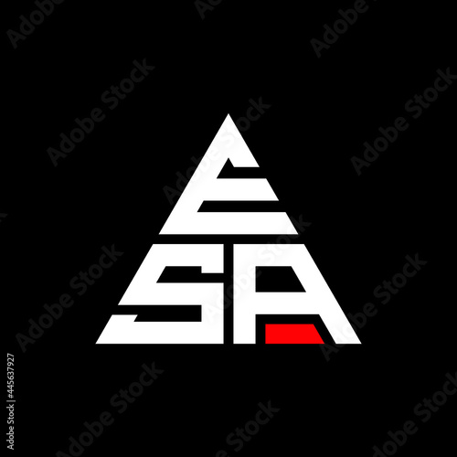 ESA triangle letter logo design with triangle shape. ESA triangle logo design monogram. ESA triangle vector logo template with red color. ESA triangular logo Simple, Elegant, and Luxurious Logo. ESA 