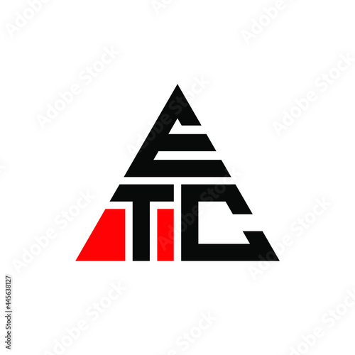 ETC triangle letter logo design with triangle shape. ETC triangle logo design monogram. ETC triangle vector logo template with red color. ETC triangular logo Simple, Elegant, and Luxurious Logo. ETC 