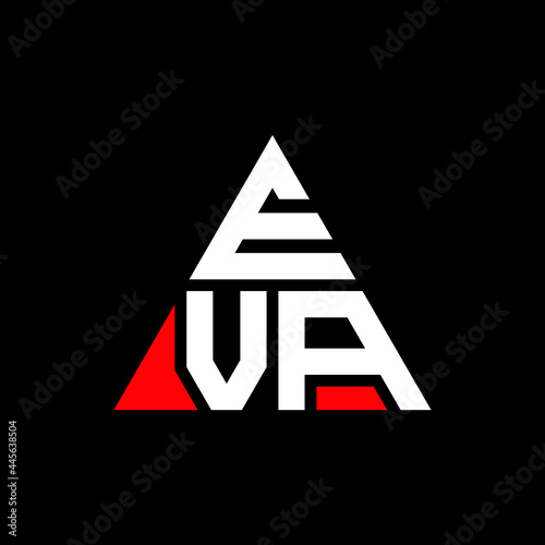 EVA triangle letter logo design with triangle shape. EVA triangle logo design monogram. EVA triangle vector logo template with red color. EVA triangular logo Simple, Elegant, and Luxurious Logo. EVA 