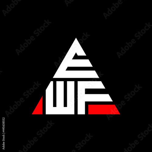 EWF triangle letter logo design with triangle shape. EWF triangle logo design monogram. EWF triangle vector logo template with red color. EWF triangular logo Simple, Elegant, and Luxurious Logo. EWF 