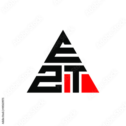 EZT triangle letter logo design with triangle shape. EZT triangle logo design monogram. EZT triangle vector logo template with red color. EZT triangular logo Simple, Elegant, and Luxurious Logo. EZT 