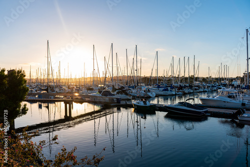 A beautiful California sunset over the marina in San Diego County.