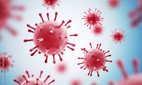 Virus. Red color. Microorganisms. Coronavirus. 3d illustration.