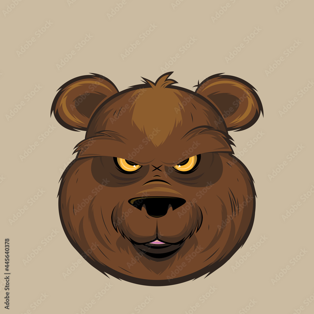 cartoon illustration of an angry grizzly bear head Stock Vector | Adobe  Stock