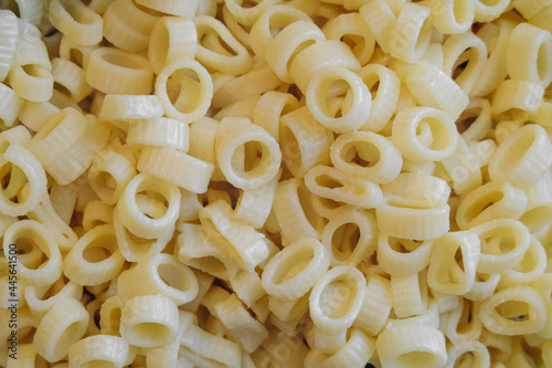 Anelli rigati italian boiled pasta in heap
