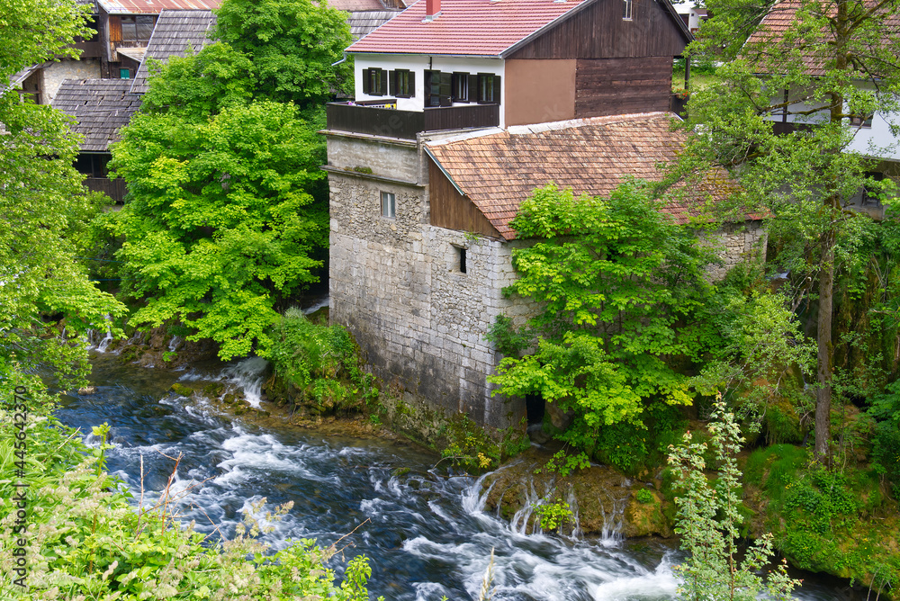 Slunj in Croatia, Korana river ideal place for rafting. beautiful mountain river in the lowlands Slunj in Croatia, Korana river ideal place for rafting. beautiful mountain river in the lowlands