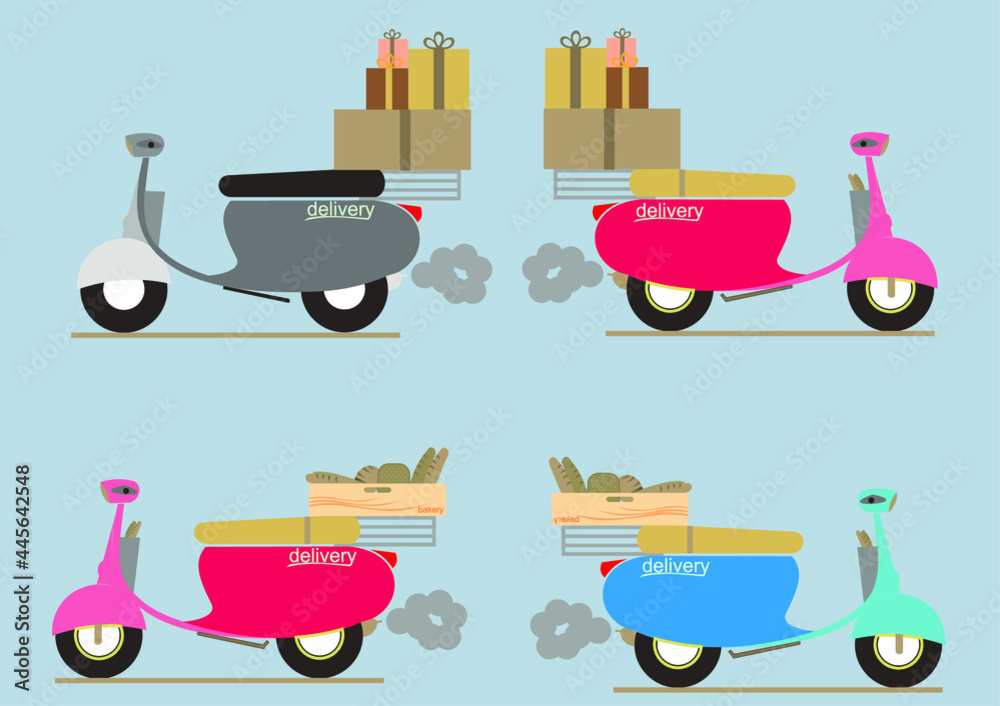 Vector image of delivery by scooter as a symbol for use in conveying