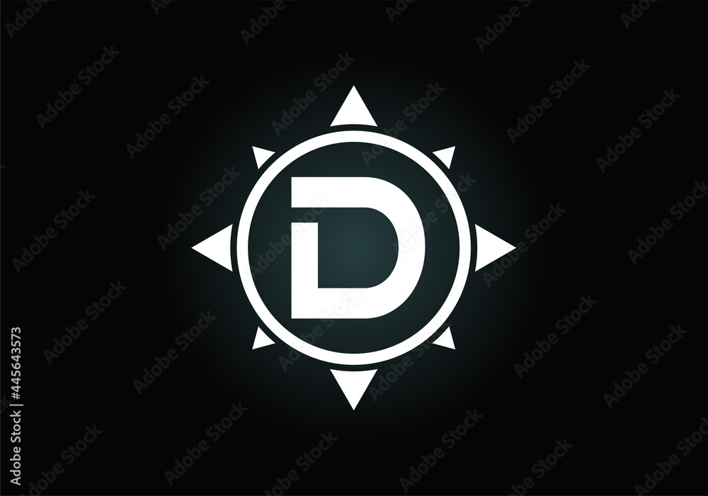 Initial D monogram letter alphabet in a compass. Font emblem. Compass logo sign symbol. Modern vector logo design for business and company identity. Initial D monogram letter alphabet in a compass. Font emblem. Compass logo sign symbol. Modern vector logo design for business and company identity.