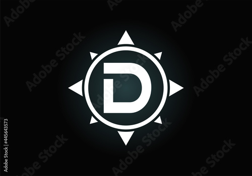 Initial D monogram letter alphabet in a compass. Font emblem. Compass logo sign symbol. Modern vector logo design for business and company identity.