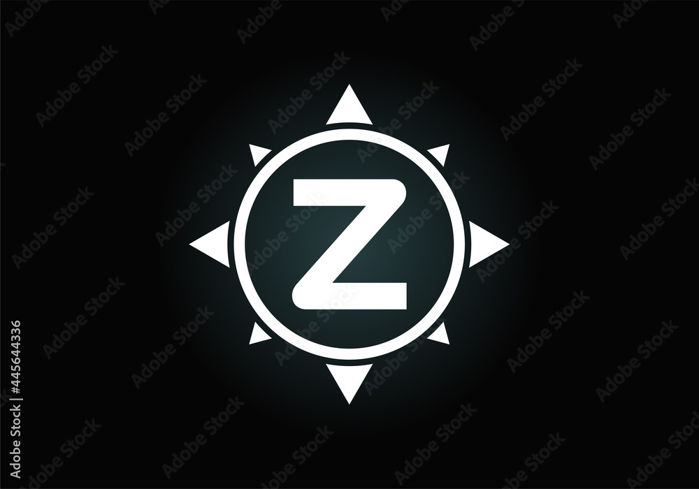 Initial Z monogram letter alphabet in a compass. Font emblem. Compass logo sign symbol. Modern vector logo design for business and company identity. Initial Z monogram letter alphabet in a compass. Font emblem. Compass logo sign symbol. Modern vector logo design for business and company identity.