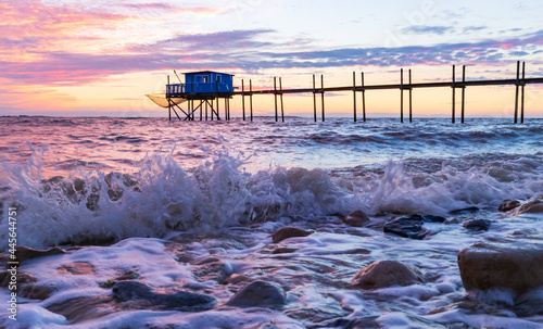 Huts of fishermen in the sunset