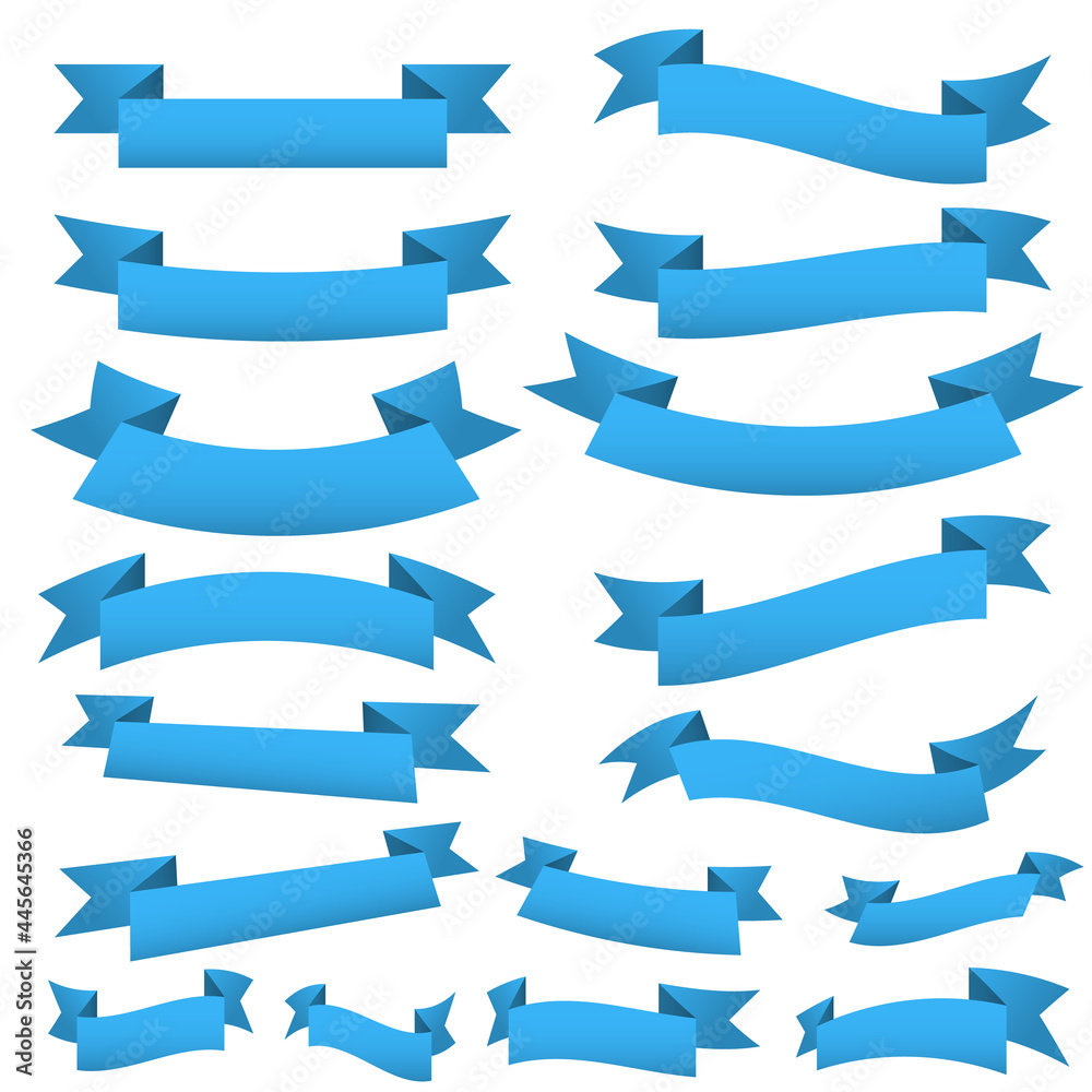 Set of Ribbon Banners Blue
