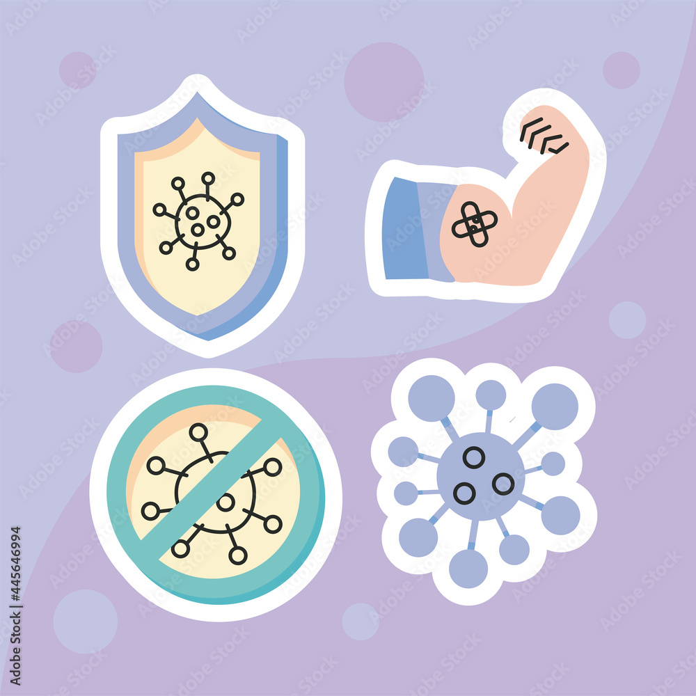covid19 vaccine four icons