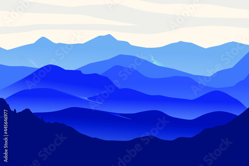 Mountains landscape gradient blue vector. mountain layers eps 10.