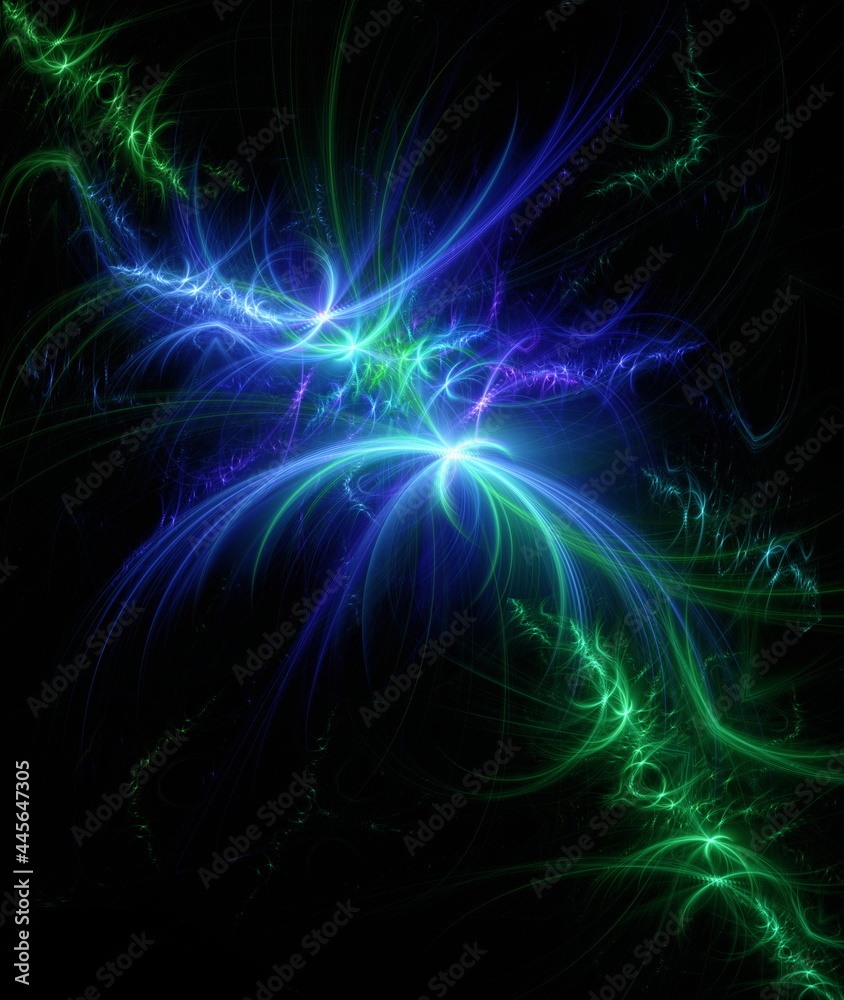 Abstract background, smooth multicolored lines on a black background. Abstract background, smooth multicolored lines on a black background.