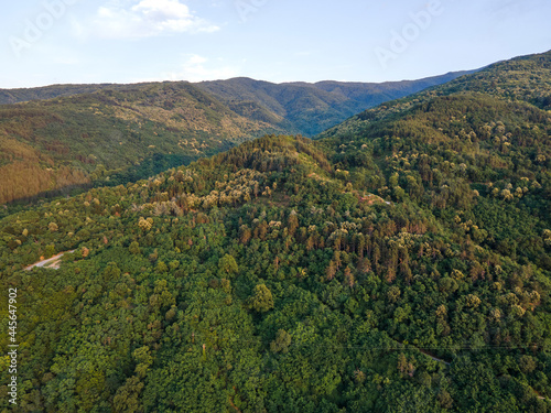 Aerial Sunset view of Belasitsa Mountain, Bulgaria