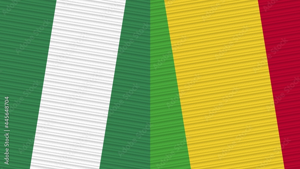 Mali and Nigeria Two Half Flags Together Fabric Texture Illustration Mali and Nigeria Two Half Flags Together Fabric Texture Illustration