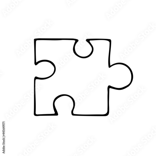 Vector hand drawn doodle sketch puzzle piece isolated on white background