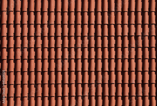 Ceramic roof tiles equally arranged 