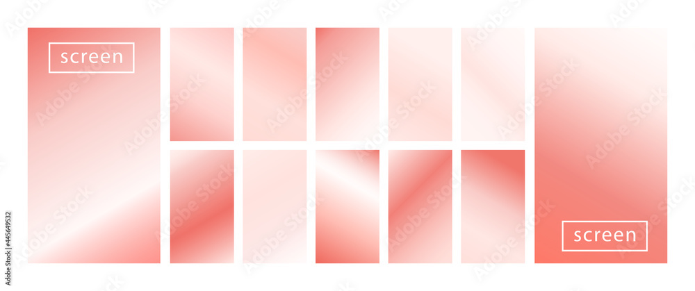 Fototapeta premium Mobile screen lock display collection of colorful backgrounds in trendy pink pastel colors. Modern screen vector design for mobile app. Soft color abstract pastel gradients. Swatches for design