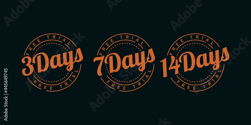 Set 3 days 7 days and 14 days free trial design
