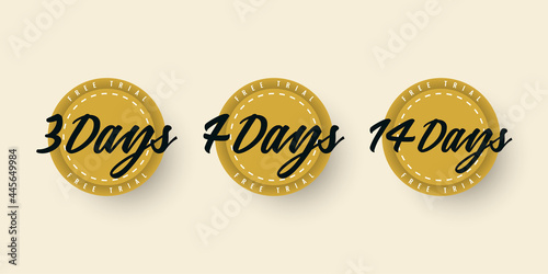 Set 3 days 7 days and 14 days free trial design