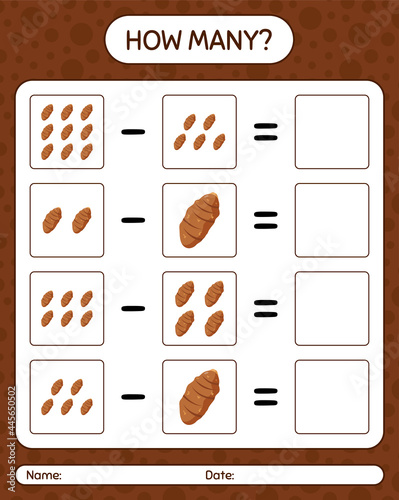 How many counting game with taro root. worksheet for preschool kids, kids activity sheet, printable worksheet