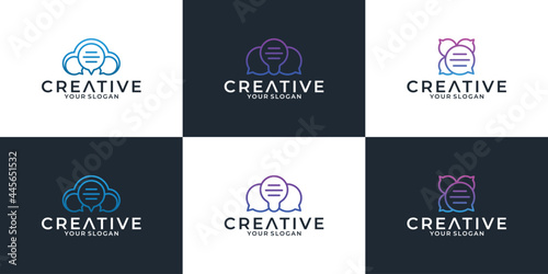 set creative smart chat logo design vector