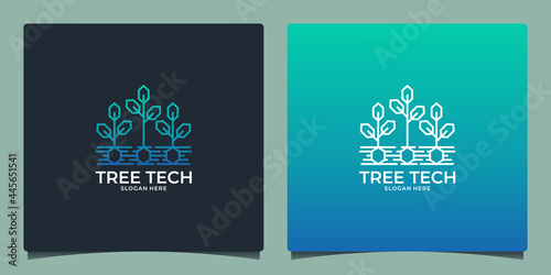 tree tech logo design template for your company technology