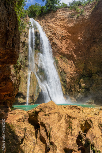 Beautiful waterfall located in Oaxaca, Mexico. Turquoise water. Santiago Apoala, Mexico