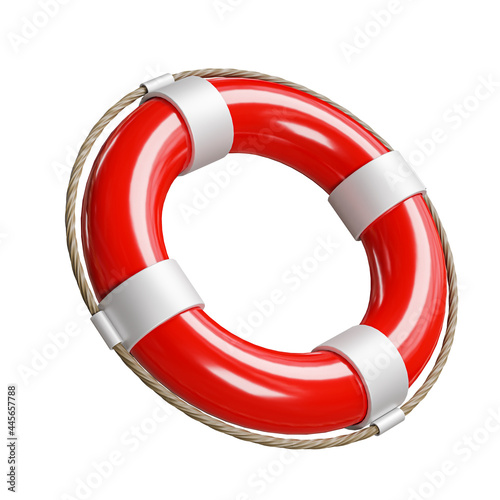 Safety Life Buoy Ring Isolated White Background 3D Rendering