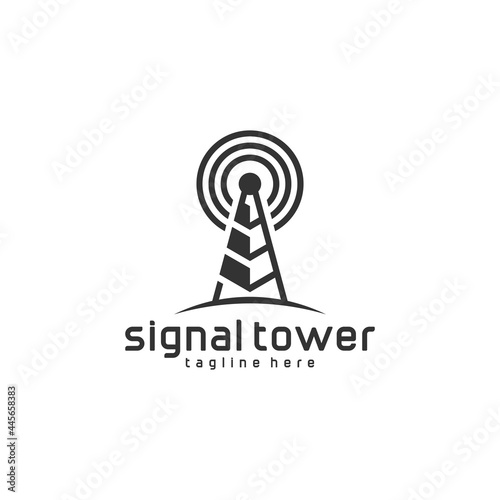 modern tower signal vector logo design