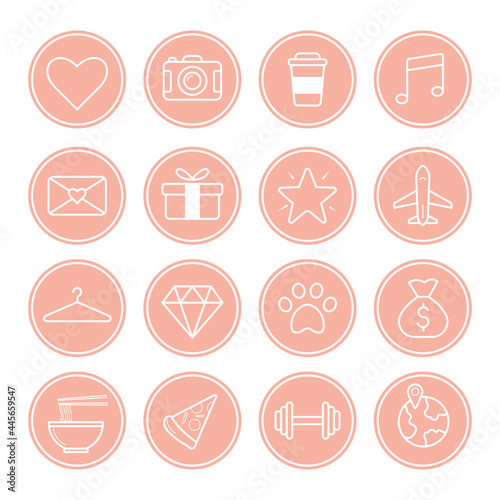 Set of icons for stories highlights