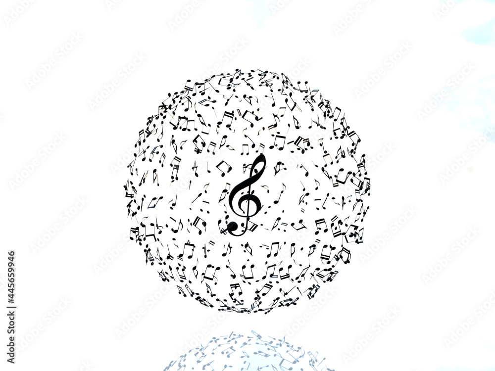 音符の地球 ト音記号 黒 細かい Cgイラスト横 Stock Illustration Adobe Stock