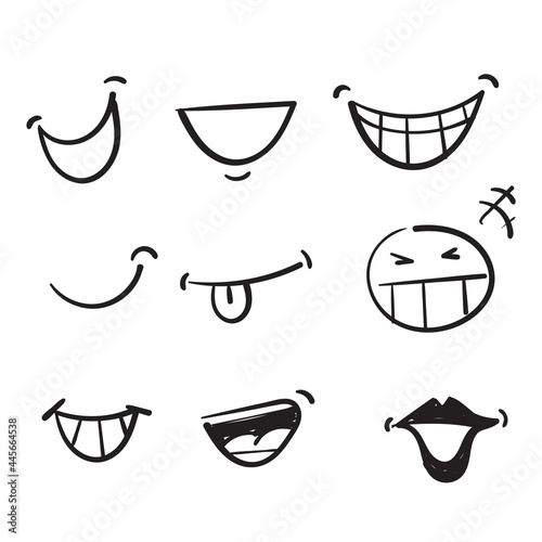 hand drawn doodle cartoon smile collection icon isolated