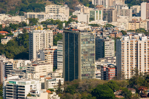 aerial view of the buildings in the neighborhood of Praia de Botafogo in close up