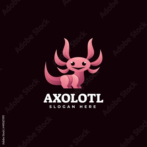 Vector Logo Illustration Axolotl Gradient Colorful Style.