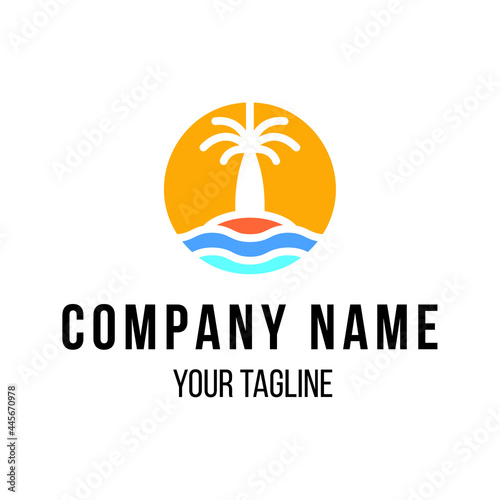 Beautiful Modern Sunset Minimalist Badge Logo Icon Vector Design Template Isolated. Simple Twilight, Sunrise, Sunshine, Paradise Logo Concept.
