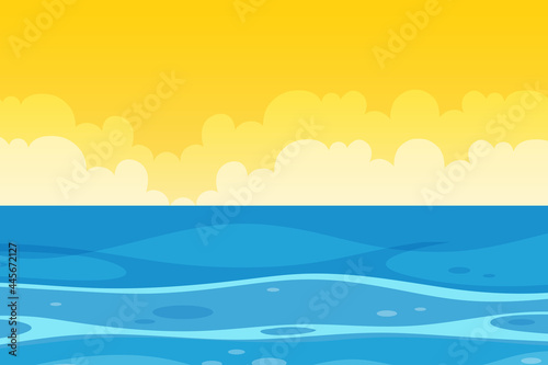 illustration of a landscape with waves  abstract of ocean waves on yellow background