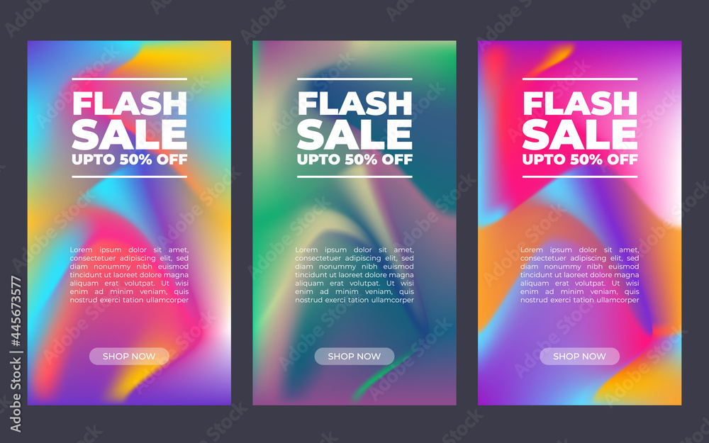 Set of vertical geometric Sale banners. Sliced text style. Element for graphic design - ad, poster, flyer, tag, coupon, card. Vector illustration.