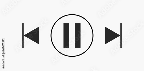 Vector illustration of pause button with forward and backward buttons.