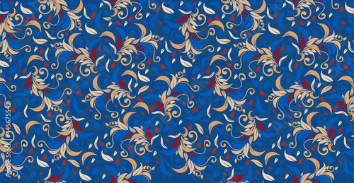 Wallpaper Mural Luxurious floral batik background. Floral decoration curls illustration. Hand drawn paisley pattern elements. Vintage ornament, pattern. Torontodigital.ca