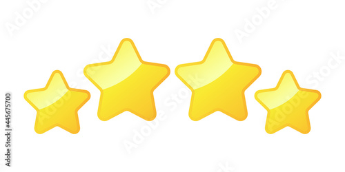 Four Gold Stars - Amazing vector icon of four gold rounded stars suitable for game assets, animation, apps, icon, sign, sticker, children book, decoration, and illustration in general - Vector Icon