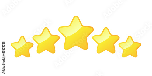 Five Gold Stars - Amazing vector icon of five gold rounded stars suitable for game assets, animation, apps, icon, sign, sticker, children book, decoration, and illustration in general - Vector Icon